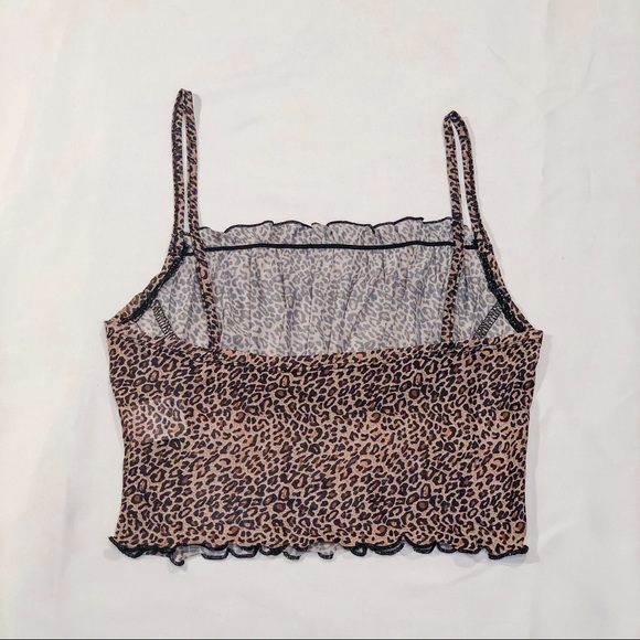 Leopard Crinkled Frill Trim Cami Top - Picture 5 of 8